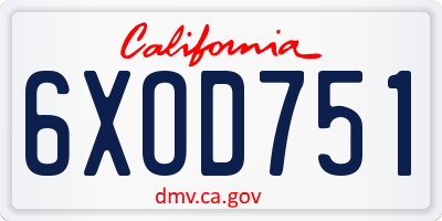 CA license plate 6XOD751