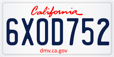 CA license plate 6XOD752