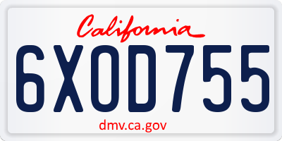 CA license plate 6XOD755