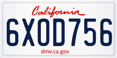 CA license plate 6XOD756