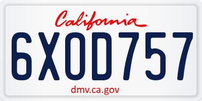 CA license plate 6XOD757