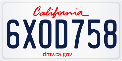 CA license plate 6XOD758