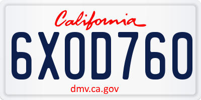CA license plate 6XOD760