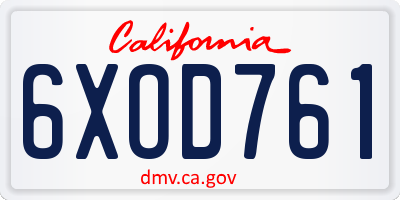 CA license plate 6XOD761