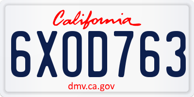 CA license plate 6XOD763