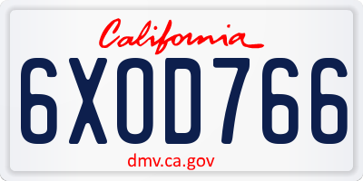CA license plate 6XOD766