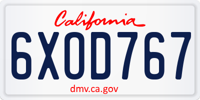 CA license plate 6XOD767