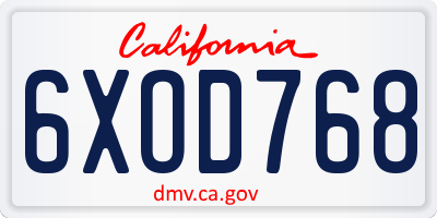 CA license plate 6XOD768