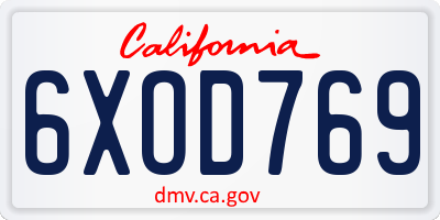 CA license plate 6XOD769