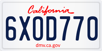 CA license plate 6XOD770