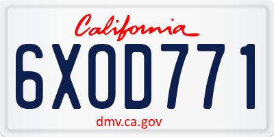 CA license plate 6XOD771