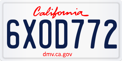 CA license plate 6XOD772