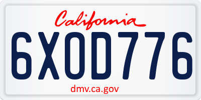 CA license plate 6XOD776