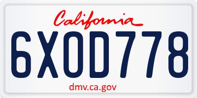 CA license plate 6XOD778