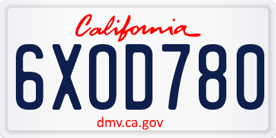 CA license plate 6XOD780
