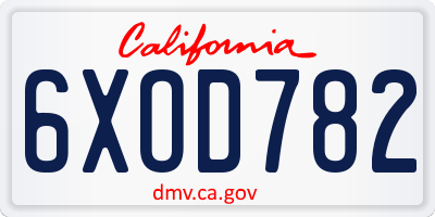 CA license plate 6XOD782