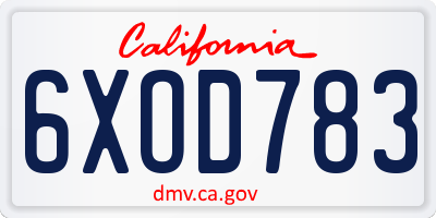 CA license plate 6XOD783
