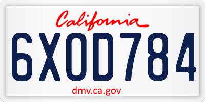 CA license plate 6XOD784