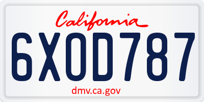 CA license plate 6XOD787