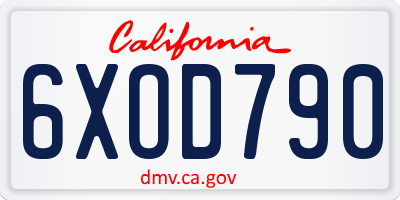 CA license plate 6XOD790