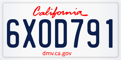 CA license plate 6XOD791