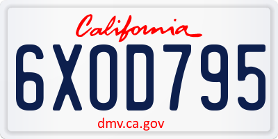 CA license plate 6XOD795
