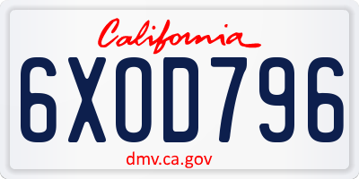 CA license plate 6XOD796