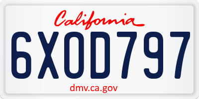 CA license plate 6XOD797