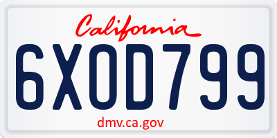 CA license plate 6XOD799
