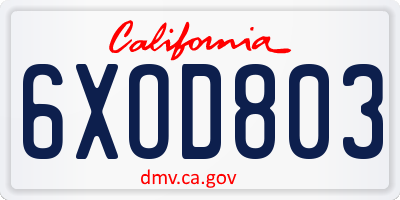 CA license plate 6XOD803