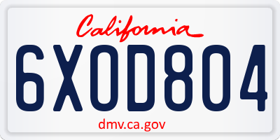 CA license plate 6XOD804