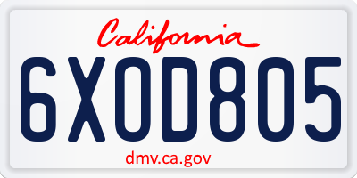 CA license plate 6XOD805