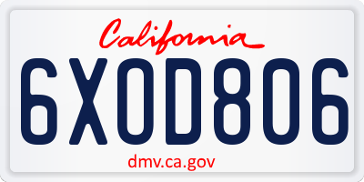 CA license plate 6XOD806