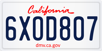 CA license plate 6XOD807