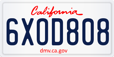 CA license plate 6XOD808