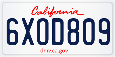 CA license plate 6XOD809