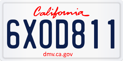 CA license plate 6XOD811