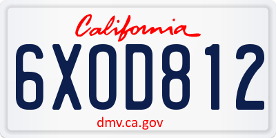 CA license plate 6XOD812
