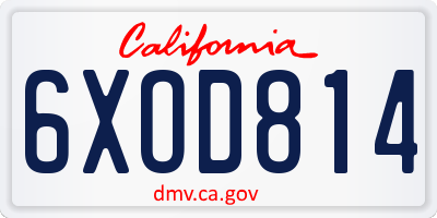 CA license plate 6XOD814