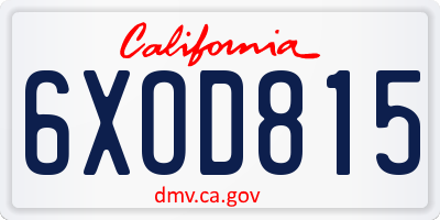 CA license plate 6XOD815