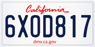 CA license plate 6XOD817