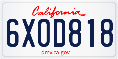 CA license plate 6XOD818