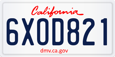 CA license plate 6XOD821