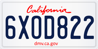 CA license plate 6XOD822