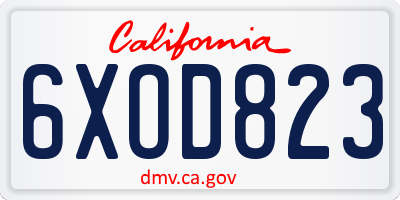 CA license plate 6XOD823