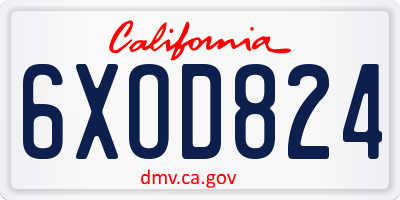 CA license plate 6XOD824