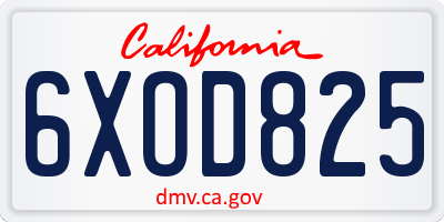 CA license plate 6XOD825