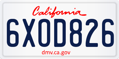 CA license plate 6XOD826