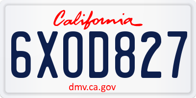 CA license plate 6XOD827