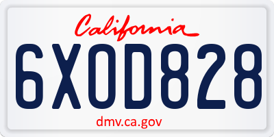 CA license plate 6XOD828